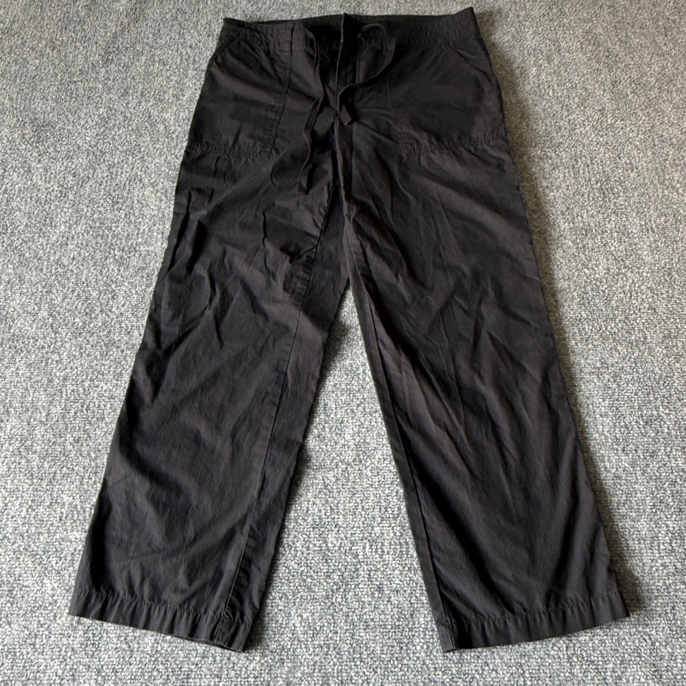 Lauren Ralph Lauren Black Cotton Drawstring Cargo Pants Women Sz 8 Straight Leg
